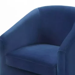 Kirklands Home Indigo Velvet Swivel Barrel Accent Chair Blue New