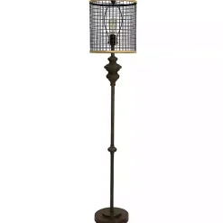 Kirklands Home Industrial Edison Bulb Metal Mesh Shade Floor Lamp Black