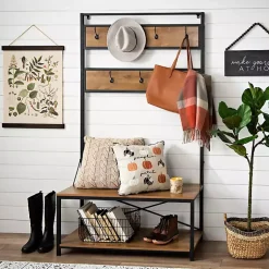 Kirklands Home Industrial Metal and Barnwood Hall Tree Discount
