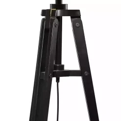 Kirklands Home Industrial Tripod Wooden Floor Lamp Ivory