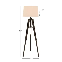 Kirklands Home Industrial Tripod Wooden Floor Lamp Ivory