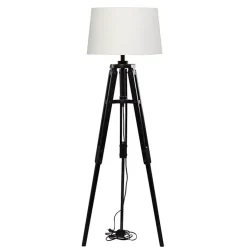 Kirklands Home Industrial Tripod Wooden Floor Lamp Ivory