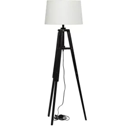 Kirklands Home Industrial Tripod Wooden Floor Lamp Ivory
