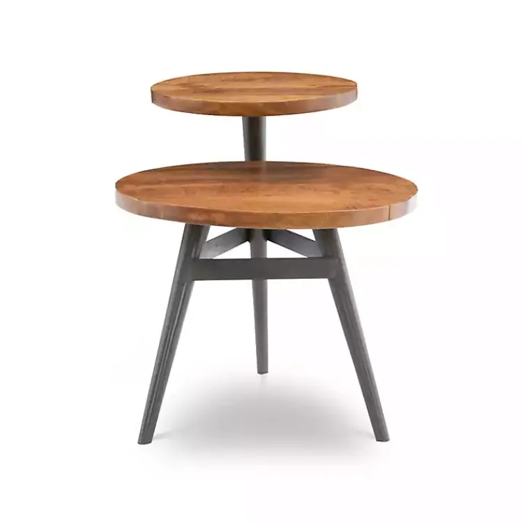 Kirklands Home Industrial Two-Tiered Gunmetal Accent Table Brown Outlet