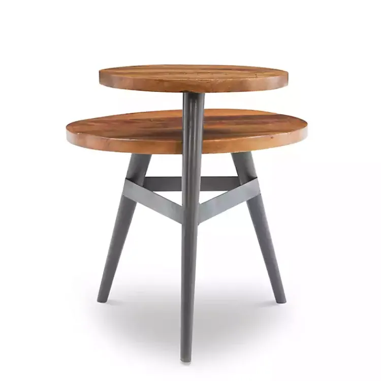 Kirklands Home Industrial Two-Tiered Gunmetal Accent Table Brown Outlet