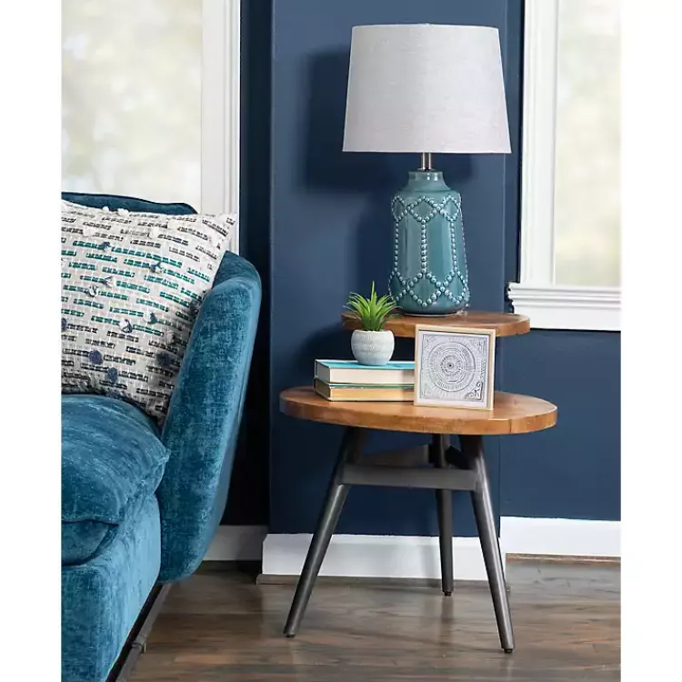 Kirklands Home Industrial Two-Tiered Gunmetal Accent Table Brown Outlet