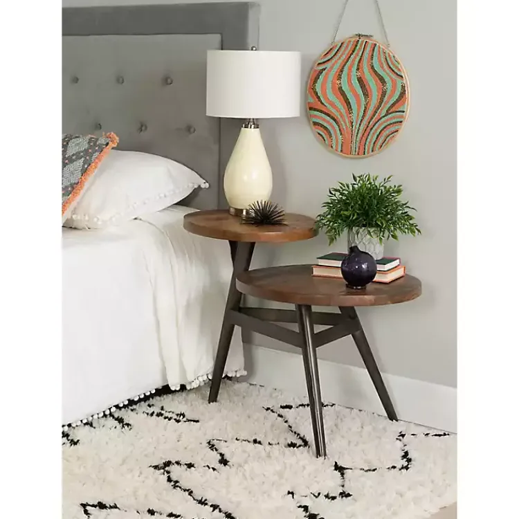 Kirklands Home Industrial Two-Tiered Gunmetal Accent Table Brown Outlet