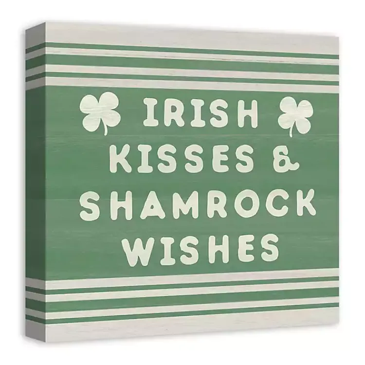 St Patricks Day Decorations>Kirklands Home Irish Kisses & Shamrock Wishes Canvas Art Print