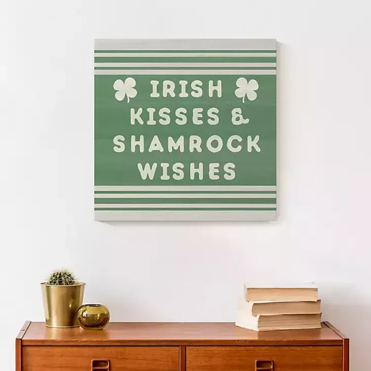 St Patricks Day Decorations>Kirklands Home Irish Kisses & Shamrock Wishes Canvas Art Print
