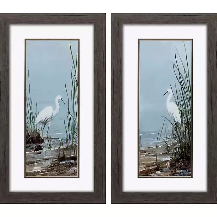 Kirklands Home Island Egret Framed Art Prints, Set of 2 New