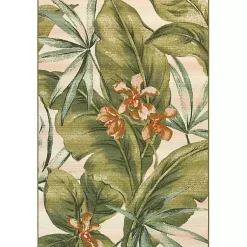 Kirklands Home Island Leaf Outdoor Rug, 4x7 Multi Clearance