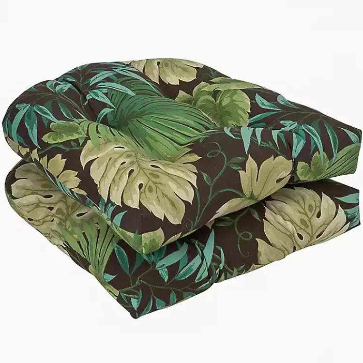 Kirklands Home Island Leaves Outdoor Seat Cushions, Set of 2 New