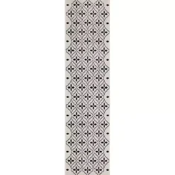 Kirklands Home Ivory & Black Quatrefoil Indoor/Outdoor Runner Sale