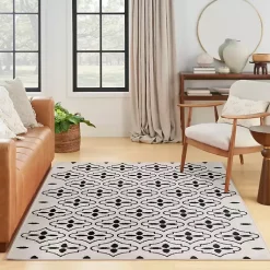 Kirklands Home Ivory & Black Quatrefoil Indoor/Outdoor Rug, 4x6 Best