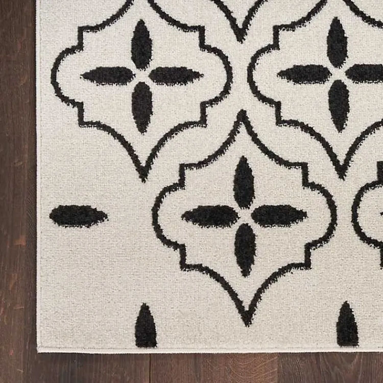 Kirklands Home Ivory & Black Quatrefoil Indoor/Outdoor Rug, 5x7 Sale