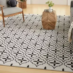Kirklands Home Ivory & Black Quatrefoil Indoor/Outdoor Rug, 8x10 Online