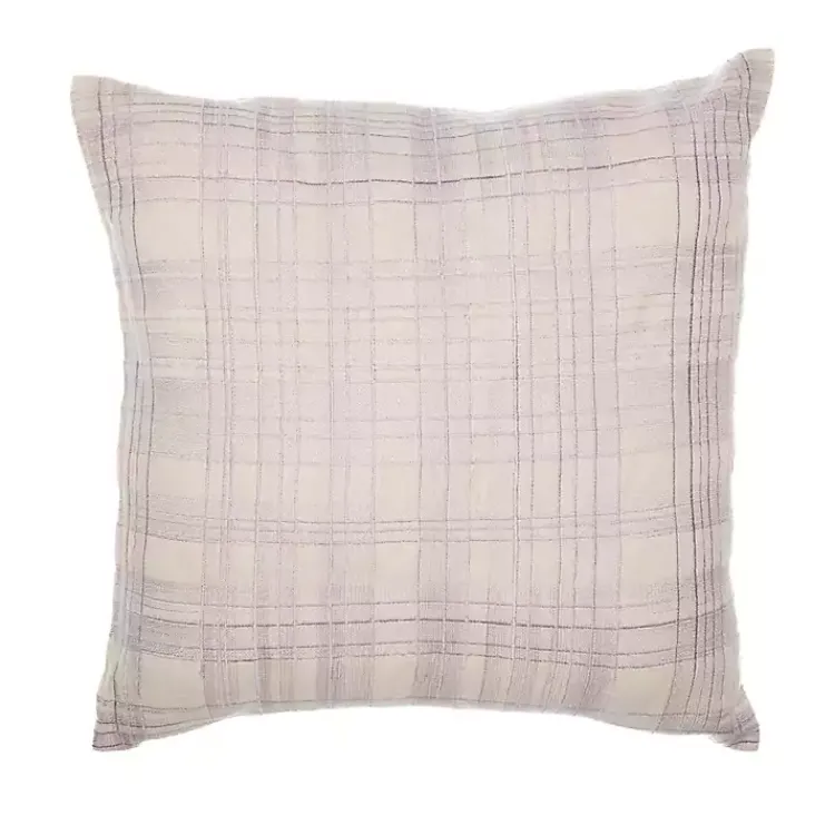 Pillows>Kirklands Home Ivory & Lilac Handwoven Plaid Throw Pillow