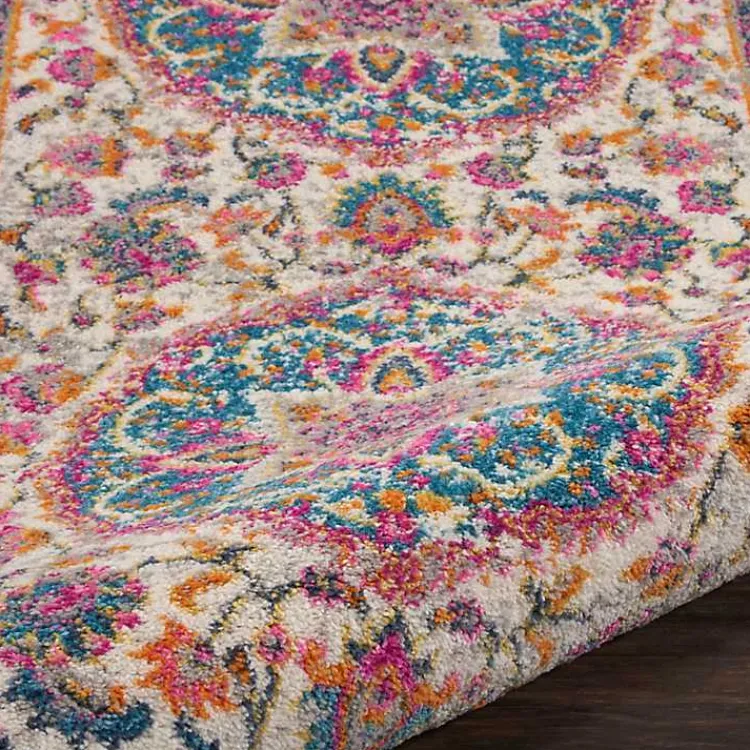 Kirklands Home Ivory & Multi Floral Medallion Area Rug, 6x9 Clearance