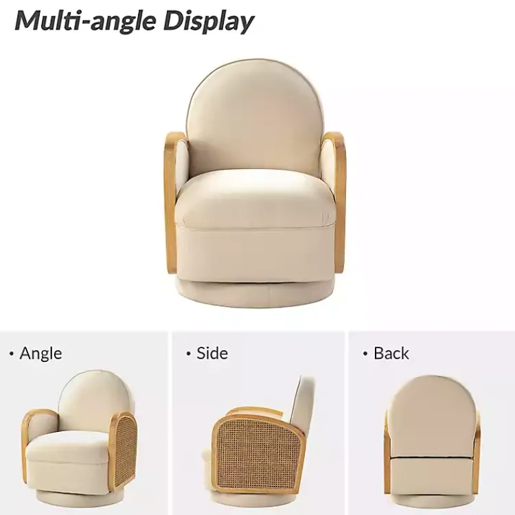 Kirklands Home & Natural Rattan Swivel Accent Chair Ivory Online