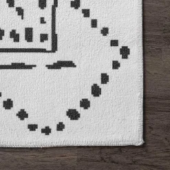 Kirklands Home Ivory and Black Diamond Washable Area Rug, 4x6 Discount