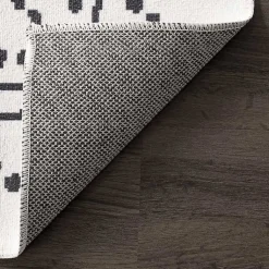 Kirklands Home Ivory and Black Diamond Washable Area Rug, 4x6 Discount