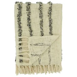 Blankets & Throws>Kirklands Home and Black Tufted Lines Throw Ivory