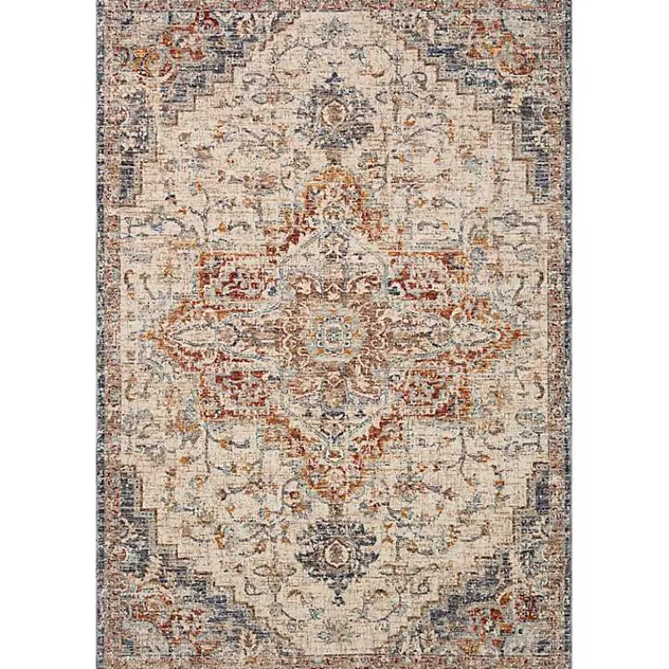 Kirklands Home Ivory and Blue Bergamo Area Rug, 5x7