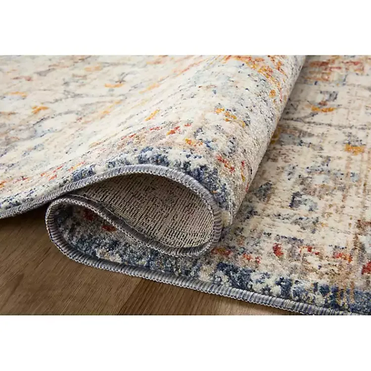 Kirklands Home Ivory and Blue Bergamo Area Rug, 5x7