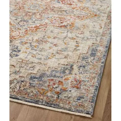 Kirklands Home Ivory and Blue Bergamo Area Rug, 5x7