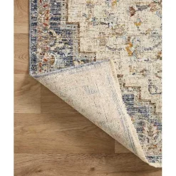 Kirklands Home Ivory and Blue Bergamo Area Rug, 5x7