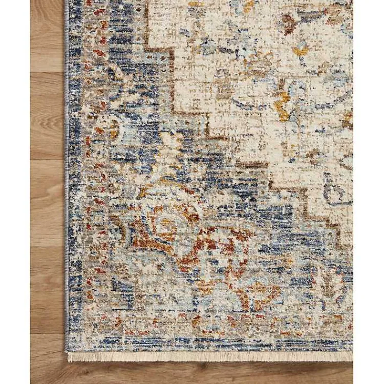 Kirklands Home Ivory and Blue Bergamo Area Rug, 5x7