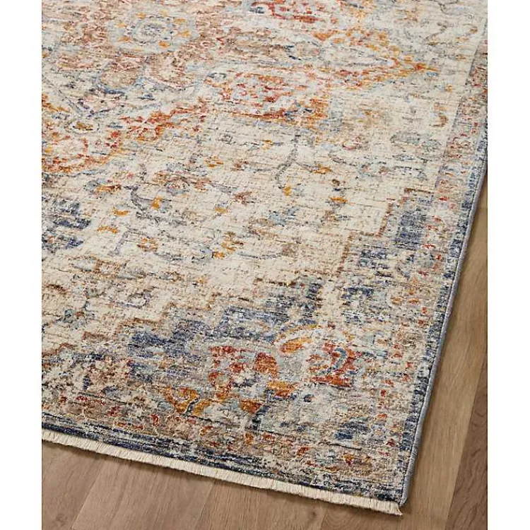 Kirklands Home Ivory and Blue Bergamo Area Rug, 6x9