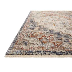Kirklands Home Ivory and Blue Bergamo Area Rug, 7x10 Outlet