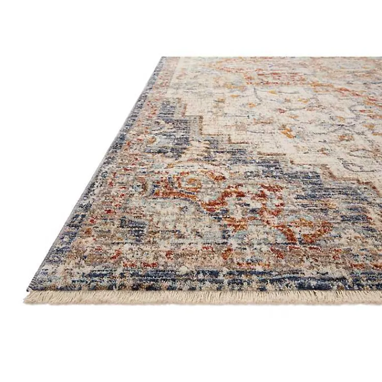 Kirklands Home Ivory and Blue Bergamo Area Rug, 7x10 Outlet