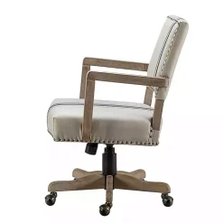 Kirklands Home Ivory and Blue Stripe Natural Wood Office Chair New