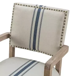 Kirklands Home Ivory and Blue Stripe Natural Wood Office Chair New
