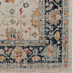 Kirklands Home Ivory and Blue Traditional Floral Area Rug, 5x7 Clearance