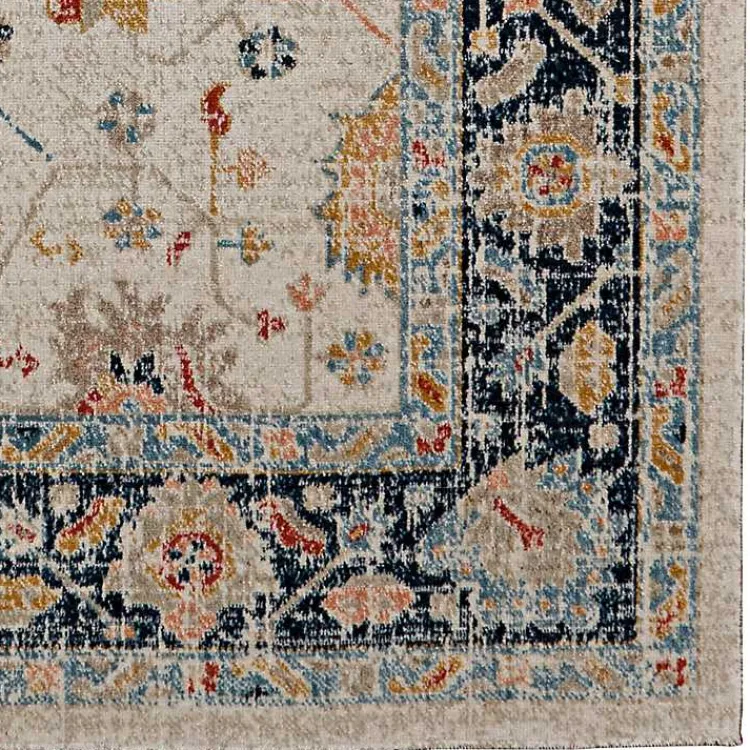 Kirklands Home Ivory and Blue Traditional Floral Area Rug, 5x7 Clearance