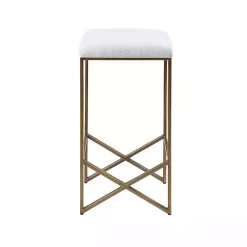Kirklands Home Ivory and Gold Backless Counter Stool White Clearance