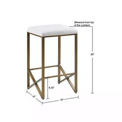 Kirklands Home Ivory and Gold Backless Counter Stool White Clearance