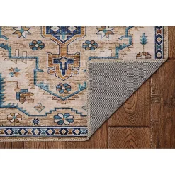 Kirklands Home Ivory and Gold Julian Washable Area Rug, 5x7 Outlet