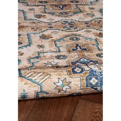 Kirklands Home Ivory and Gold Julian Washable Area Rug, 5x7 Outlet