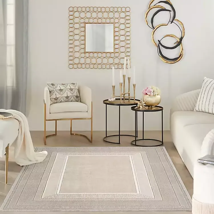 Kirklands Home Ivory and Gold Modern Glam Area Rug, 5x7 Best