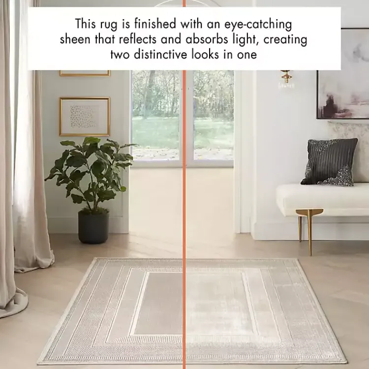 Kirklands Home Ivory and Gold Modern Glam Area Rug, 5x7 Best