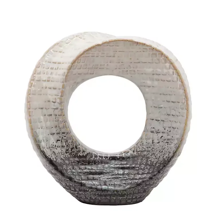 Statues & Figurines>Kirklands Home Ivory and Gray Ceramic Ring Sculpture