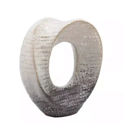 Statues & Figurines>Kirklands Home Ivory and Gray Ceramic Ring Sculpture