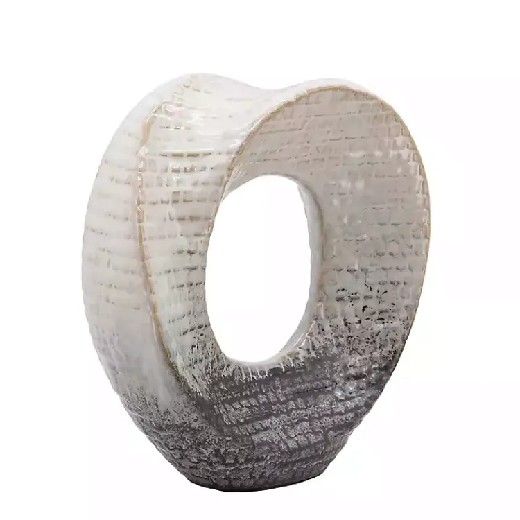 Statues & Figurines>Kirklands Home Ivory and Gray Ceramic Ring Sculpture
