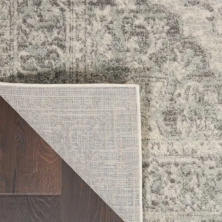 Kirklands Home Ivory and Gray Oushak Medallion Runner, 2x7