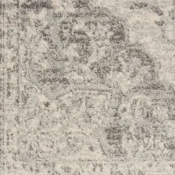 Kirklands Home Ivory and Gray Oushak Medallion Area Rug, 5x7 Clearance