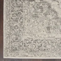 Kirklands Home Ivory and Gray Oushak Medallion Area Rug, 6x9 Clearance